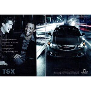 2008 Acura TSX Sports Sedan 2 Page Vintage Print Ad Highway at Night Wall Art